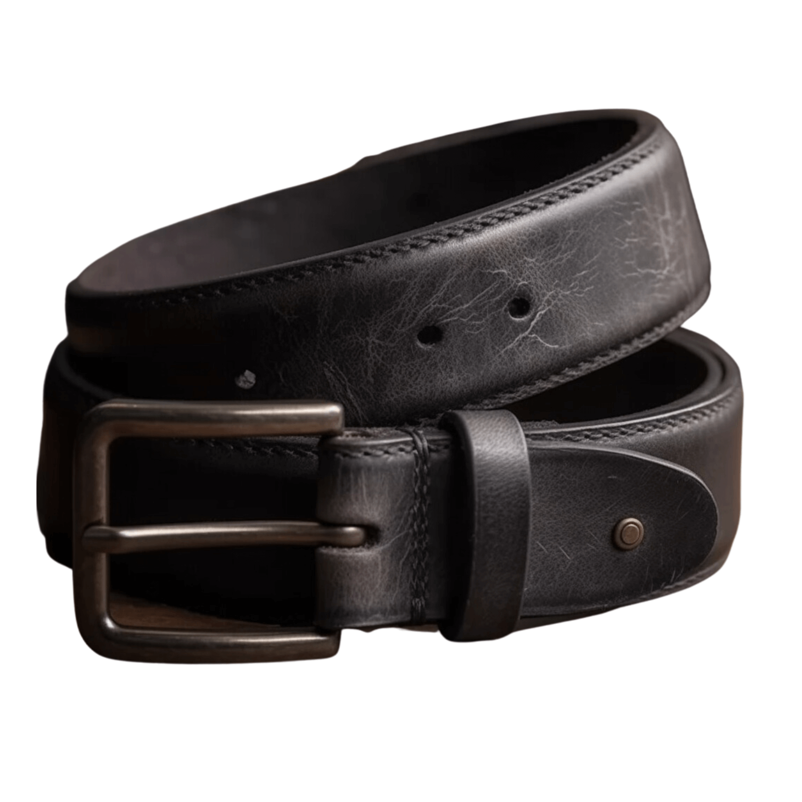Worios Casual Black Leather Belt