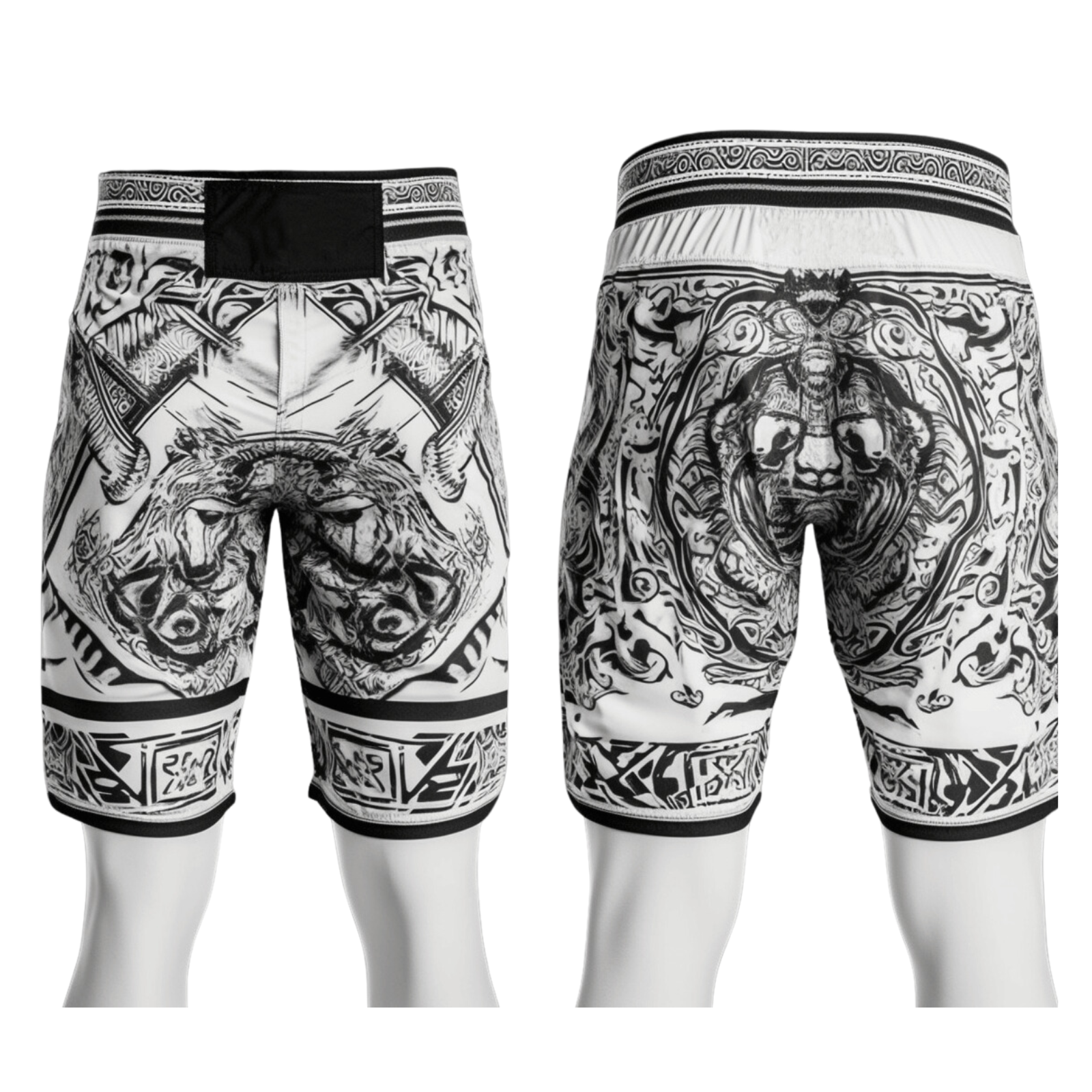 Worios Versace Style White MMA Short